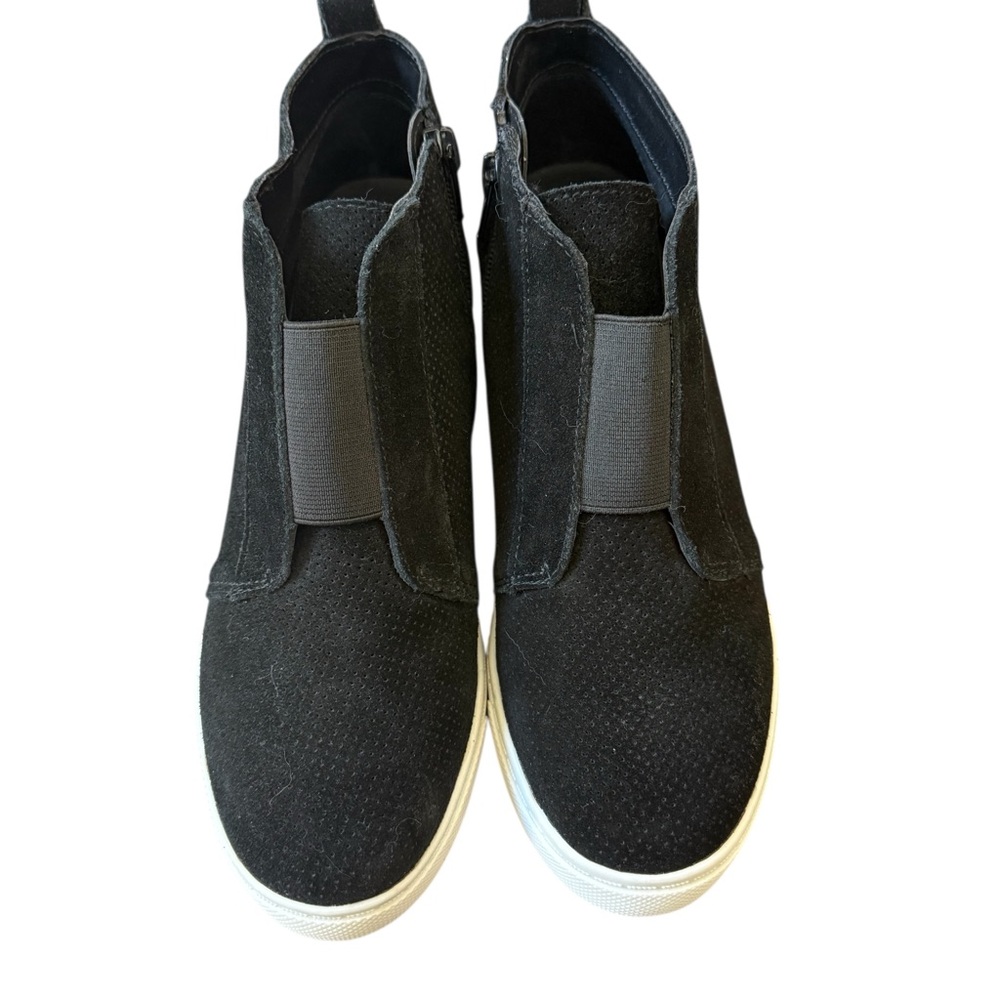Black Hidden Wedge Sneakers Booties Slip On Perforated Casual Women 8.5